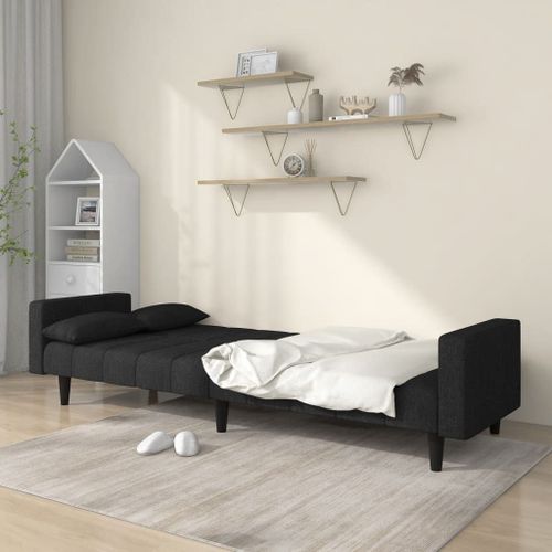 Vidaxl Canapé-Lit À 2 Places Avec Deux Oreillers Noir Tissu