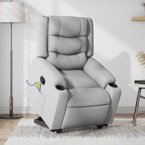 Vidaxl Fauteuil De Massage Inclinable Gris Clair Tissu