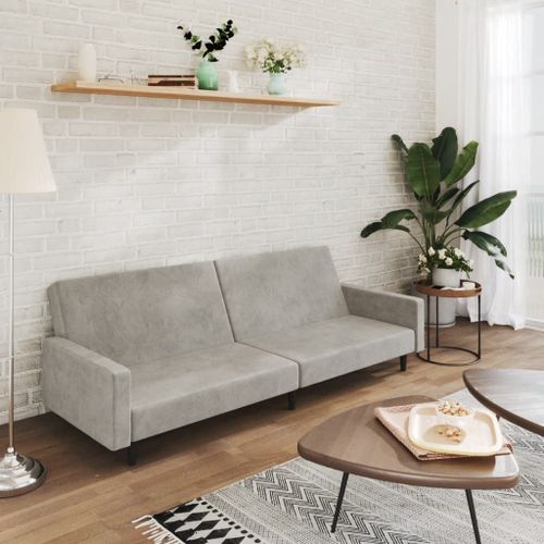 Vidaxl Canapé-Lit À 2 Places Gris Clair Velours