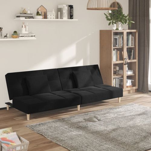 Vidaxl Canapé-Lit À 2 Places Avec Deux Oreillers Noir Tissu