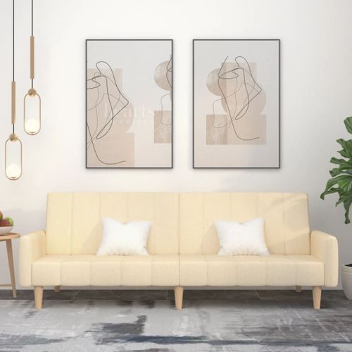 Vidaxl Canapé-Lit À 2 Places Crème Tissu