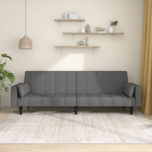 Vidaxl Canapé-Lit À 2 Places Avec Deux Oreillers Gris Clair Tissu