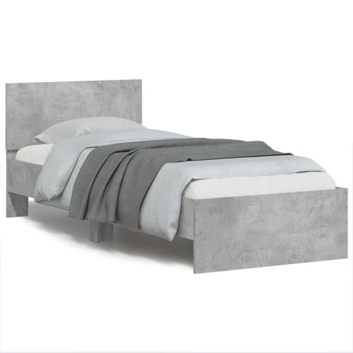 Vidaxl Cadre De Lit Avec Tête De Lit Gris Béton 90x200 Cm