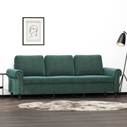 Vidaxl Canapé À 3 Places Vert Foncé 180 Cm Velours