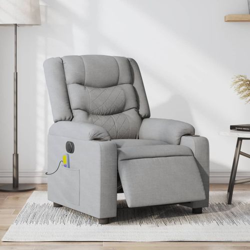 Vidaxl Fauteuil De Massage Inclinable Électrique Gris Clair Tissu