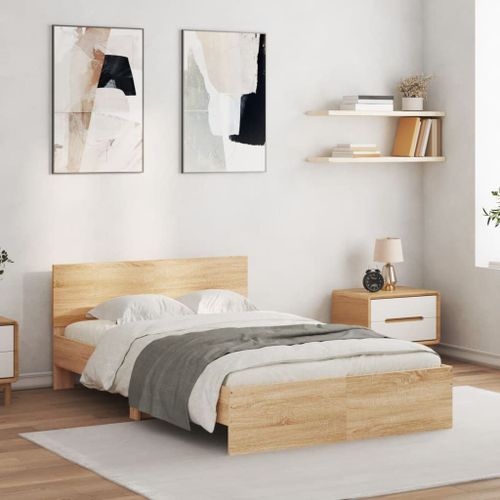 Vidaxl Cadre De Lit Avec Tête De Lit Chêne Sonoma 120x200 Cm