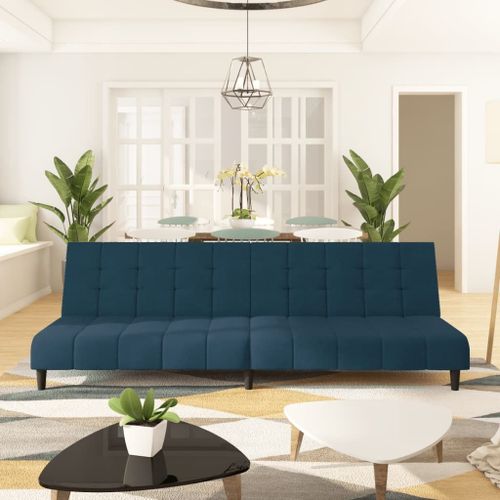 Vidaxl Canapé-Lit À 2 Places Bleu Velours