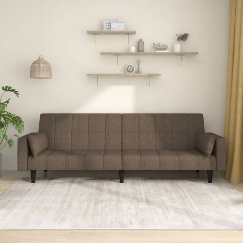 Vidaxl Canapé-Lit À 2 Places Avec Deux Oreillers Taupe Tissu