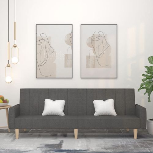 Vidaxl Canapé-Lit À 2 Places Gris Foncé Tissu