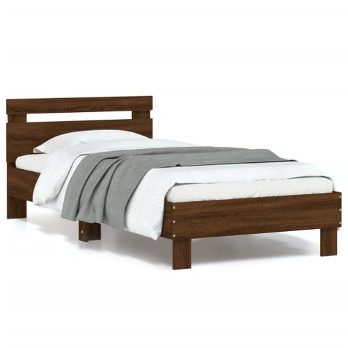 Vidaxl Cadre De Lit Tête De Lit Et Lumières Led Chêne Marron 90x190 Cm