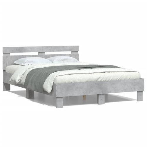 Vidaxl Cadre De Lit Avec Tête De Lit Et Led Gris Béton 120x200 Cm