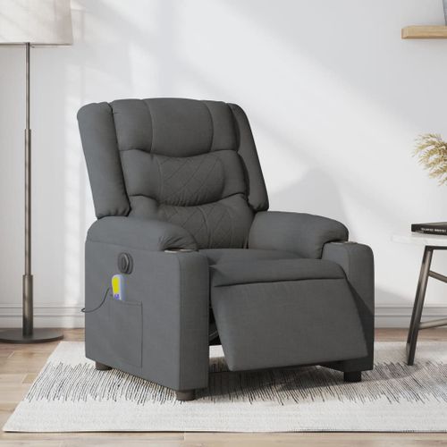 Vidaxl Fauteuil Inclinable De Massage Électrique Gris Foncé Tissu