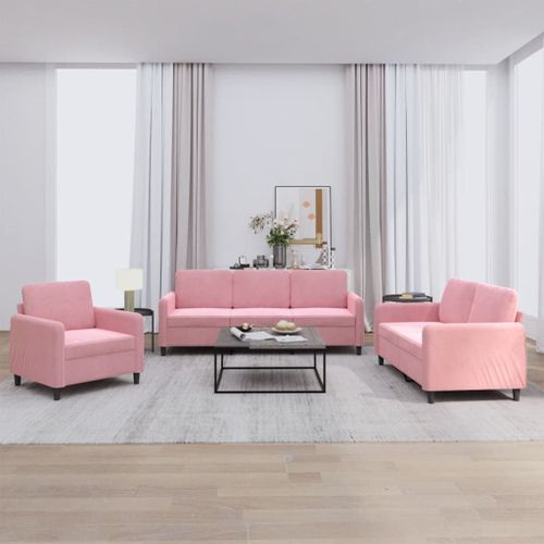 Vidaxl Ensemble De Canapés 3 Pcs Rose Velours