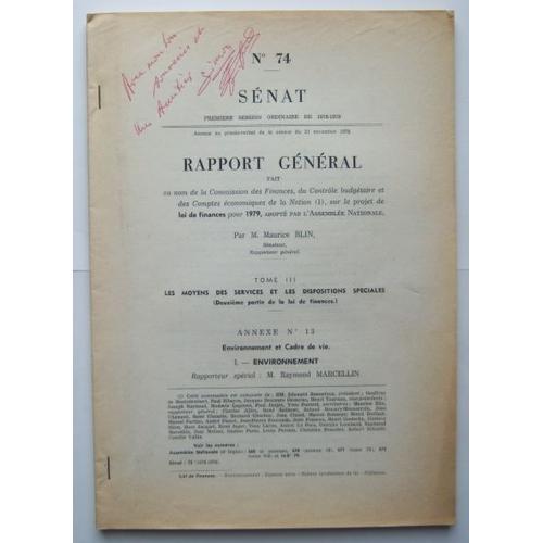 Sénat / Rapport Général  N° 74 : Première Session Ordinaire De 1978-1979