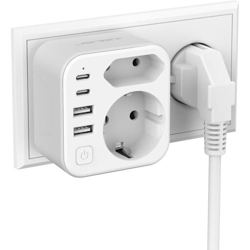 KALANKA-Multiprise Murale USB,6 en 1 Prise USB Murale 2 Prises avec...