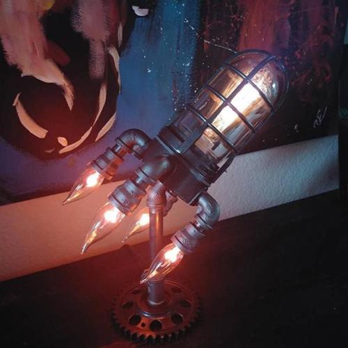 [Yue Xinghui] (Propriété Intellectuelle Éliminée) (Zh) Steampunk Rocket Light Bazooka Flame Night Light Cadeau Décoration De La Maison Règlement Européen Ue 220 V