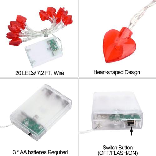 [Yue Xinghui] Produit En Liquidation 1 Jeu De 2 Mètres 20 Lumières Led Guirlande Lumineuse À Batterie Soft Love (Blanc Chaud)