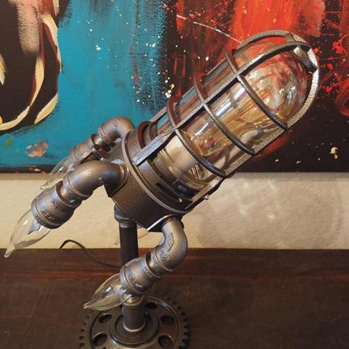 [Yue Xinghui] (Propriété Intellectuelle Traitée) Steampunk Rocket Light Bazooka Flame Night Light Cadeau Décoration De La Maison Fête Des Pères Cadeau De La Fête Des Enfants 1 Norme Européenne 220 V