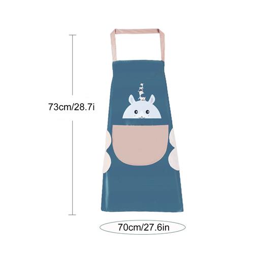 [Ander Online] Hauteur 73, Largeur 70 Cm Tablier Imperméable À Motif Panda (Emballage 31*26*2 Cm, Poids 200 G, Matériau Pvc) Cuir Bleu-Moon Panda-Avec Serviette À Main