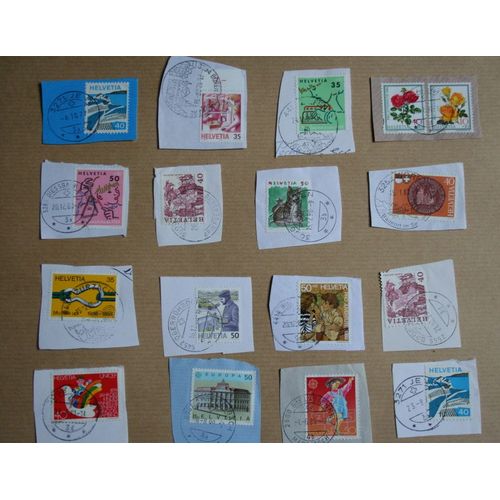 Lot De 16 Timbres Suisses Sur Coin D'enveloppe