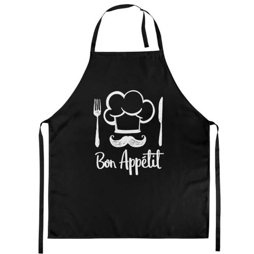 Tablier Adulte À Nouer En Coton Noir Bon Appétit