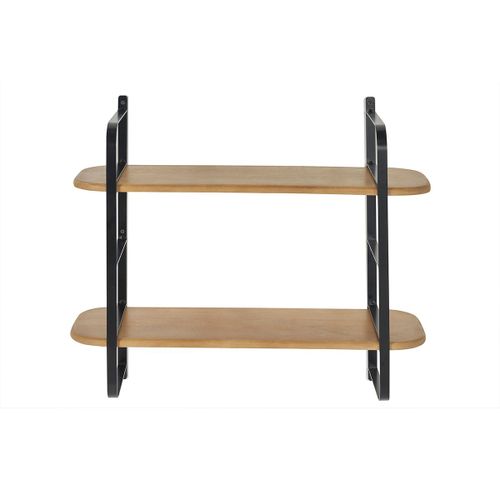 Étagère Murale En Bois Manguier Massif Et Métal Noir L70 Cm Akina