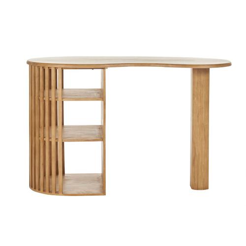 Table De Bar Avec Rangements En Bois Manguier Massif H90 Cm Lobio