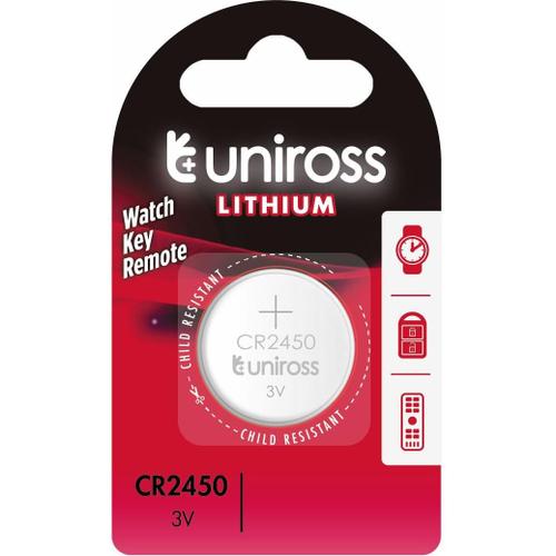 UNIROSS Pack de 1 Pile Lithium CR2450, 3V
