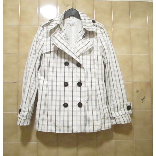 Veste Imperméable Noire Et Blanche Neuve Poches Élégantes T. 38