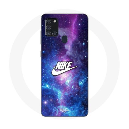 Coque Samsung Galaxy A21s Nike Logo Blanc Espace Coloré