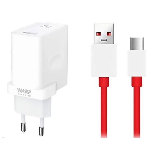 Original Chargeur Warp 30 Prise Secteur Adaptateur USB Charge Rapide 30W maxi + Origine Câble Data Cordon Type-C Pour OnePlus One Plus Nord N300 / Nord 30 / Nord 30 SE