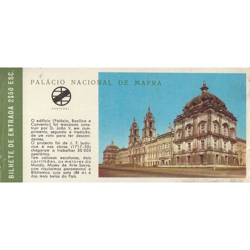 Mafra, Portugal ( Ancien Billet D' Entrée )