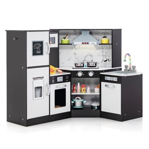 Cuisine Enfants D'angle - Costway - 3 Ans+ - Bois - Accessoires - Tableau Noir
