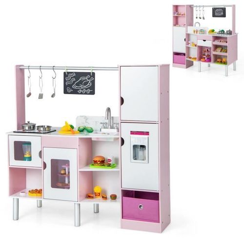 Cuisine Enfants 3 Ans + - Costway - 2 En 1 Cuisine Et Epicerie - 82 Accessoires
