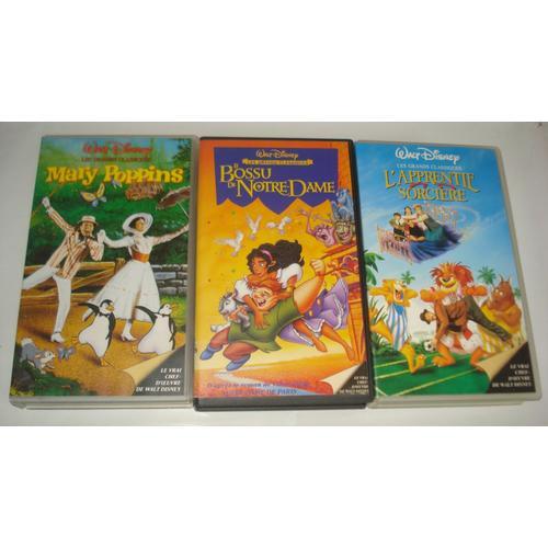 Walt Disney Collection / Mary Poppins - Le Bossu De Notre Dame - L'apprentie Sorcière (Lot De 3 Vhs) Cassette Vidéo