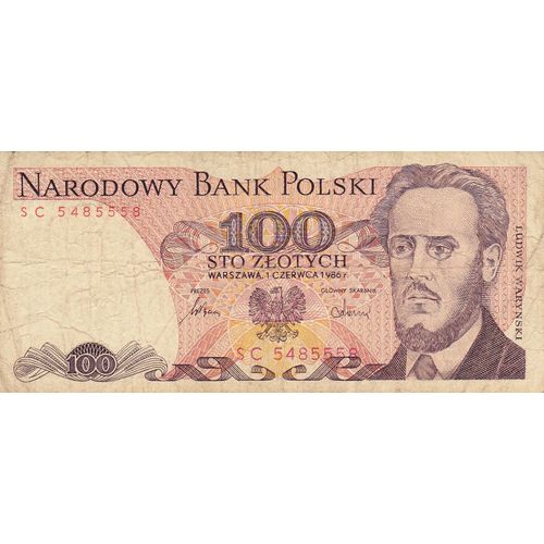 Billet De Pologne 100 Zlotych 1986