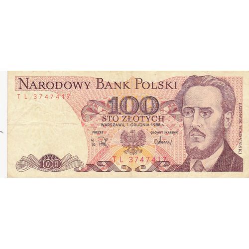 Billet De Pologne De 100 Zlotych 1988