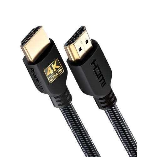 PowerBear Câble HDMI 4K de 6 m | Haute vitesse, en nylon tressé et connecteurs plaqués or, 4K 60Hz, Ultra HD, 2K, 1080P