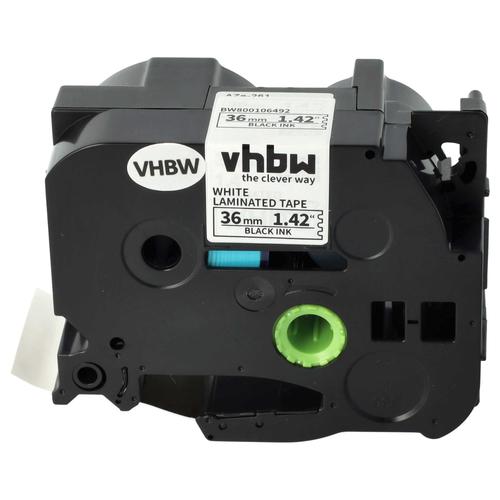 vhbw 1x Ruban compatible avec Brother P-Touch 9600, 9800PCN, 9500pc, 9700PC imprimante d'étiquettes 36mm Noir sur Blanc