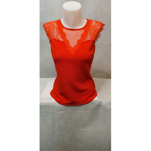 Top Rouge Dentelle Femme Jus D'orange Paris Taille 44