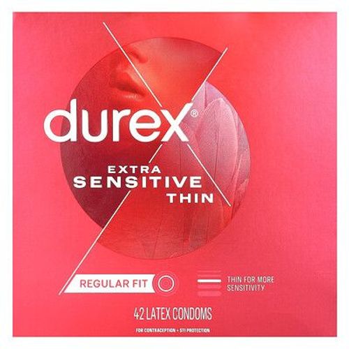 Durex Extra Sensitive Thin, Normal, 42 Préservatifs En Latex