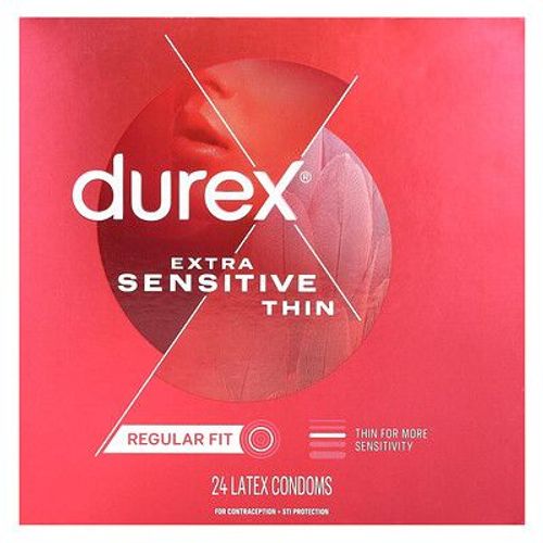 Durex Extra Sensitive Thin, Normal, 24 Préservatifs En Latex