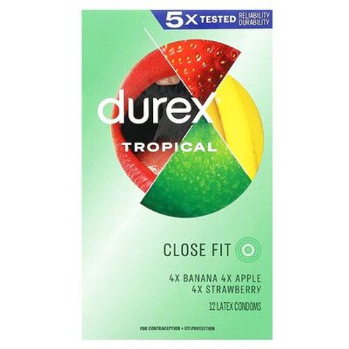 Durex Tropical, Coupe Près Du Corps, 12 Préservatifs En Latex