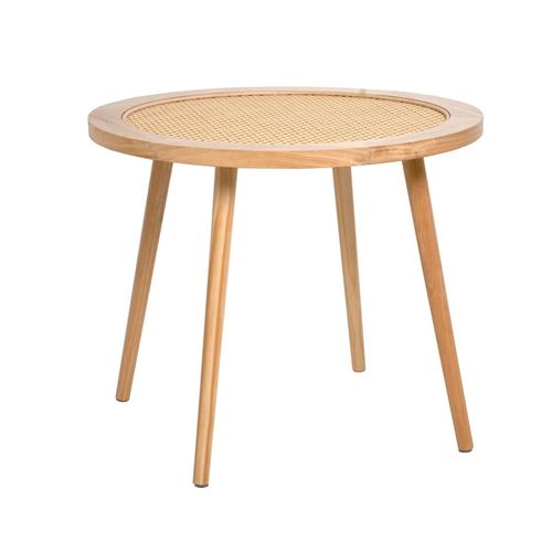 Table D'appoint "Palma" En Bois - Beige - D 60 X H 45 Cm