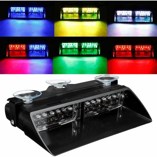 Feux clignotant voiture remorque Gyrophare 12LED 12V 36W 18 modes flash Pare-brise 22 x 8 x 4.5cm