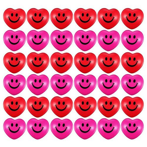 36 Pièces Balles Anti-Stress Coeur Rouge 2,75 Pouces Saint Valentin En Forme De Coeur Boule Sourire Mousse Anti-Stress Balle