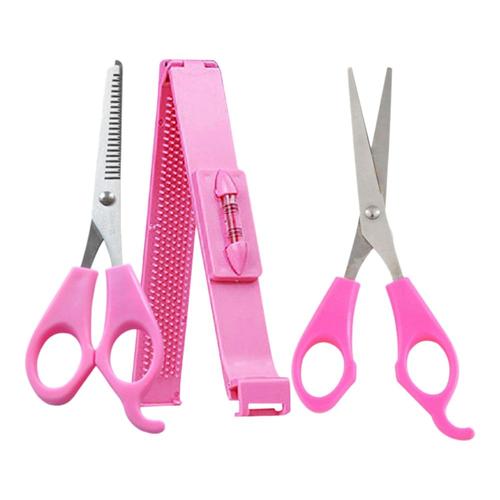 3 Pièces Séries Professionnel Rose Bricolage Femmes Fille Frange Artefact Trousse À Outils Outils De Coiffeur Ciseaux D'élagage