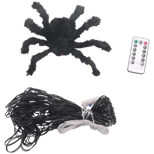 Halloween Led Spider Web Guirlande Lumineuse Avec Télécommande 8 Modes Net Ambiance Lampe Extérieure Intérieure Fête Décor A