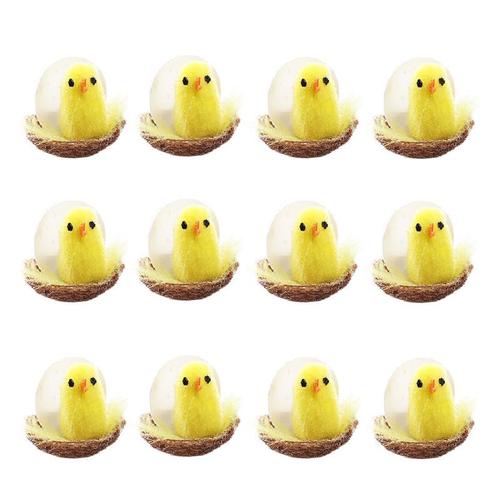 12 Pièces Séries Simulation Pâques Jaune Poussin Mini Artificiels En Peluche Poulet Cadeau Décor À En Peluche Poulet Pour Enfants