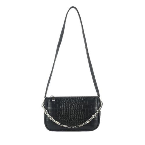 Mode Crocodile Motif Pu Sac À Bandoulière En Cuir Femmes Chaîne Designer De Luxe Sac À Main Femme Noir